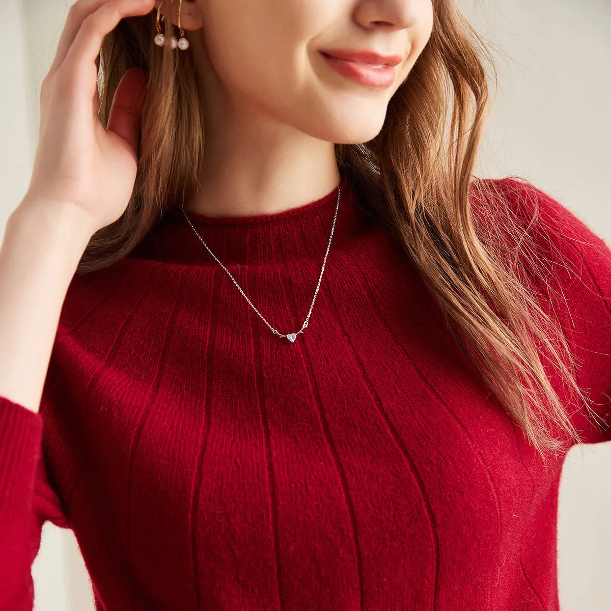 100% Cashmere Ribbed Knit Pullover Sweater