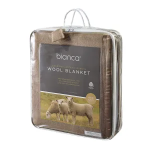 Australian Wool Blanket 480gsm Mocca by bianca