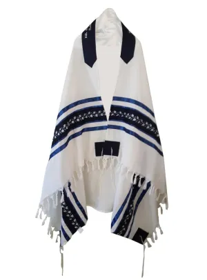 Blue Pomegranates Wool Tallit, Bar Mitzvah Tallit, Wedding Tallit, Tzitzit Chuppah Tallit