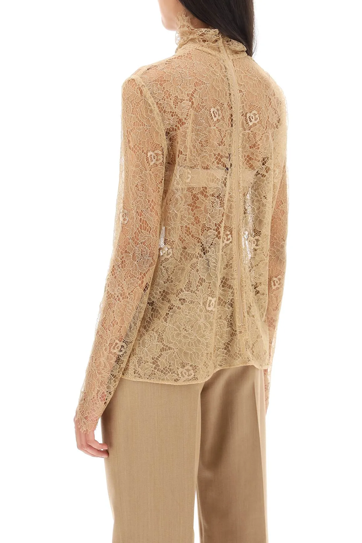 Dolce & Gabbana Blouse In Logoed Floral Lace