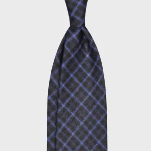 F.Marino Wool Tie 3 Folds Checked Pervinca Blue