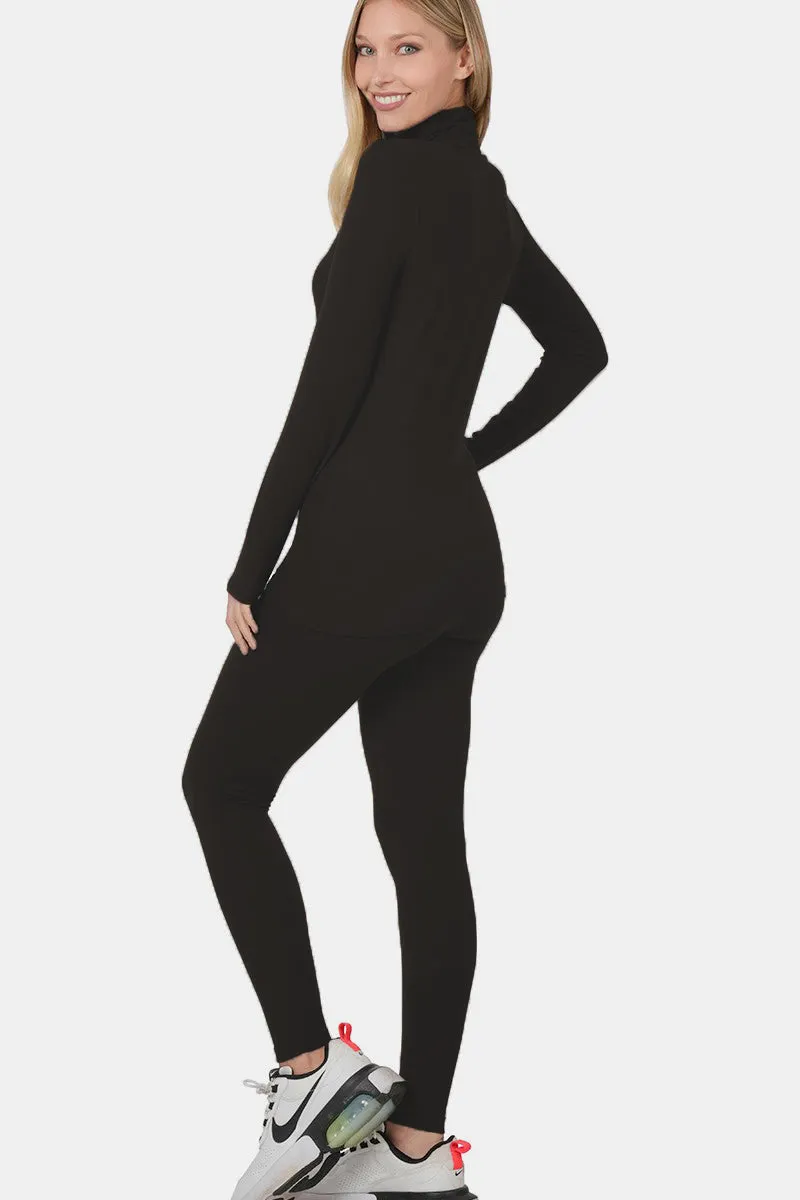 Full Size Turtleneck Top and Leggings Lounge Set