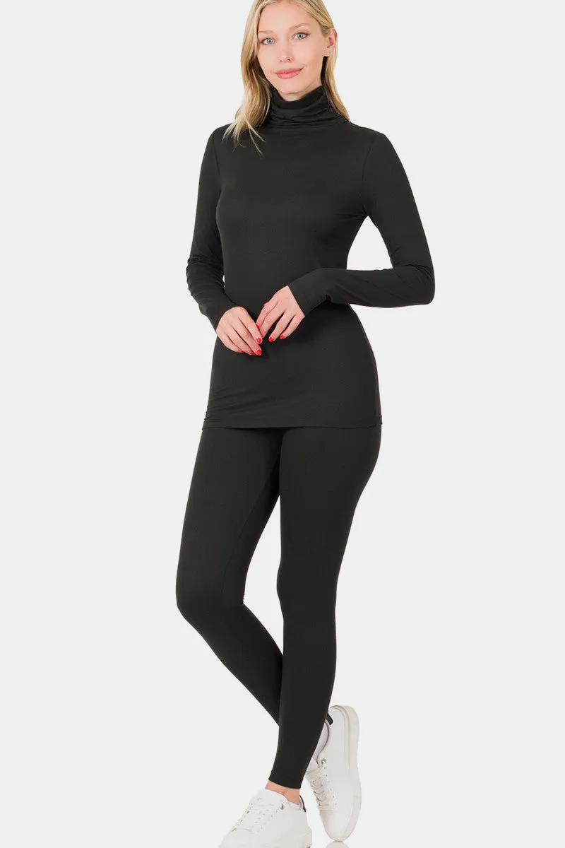 Full Size Turtleneck Top and Leggings Lounge Set