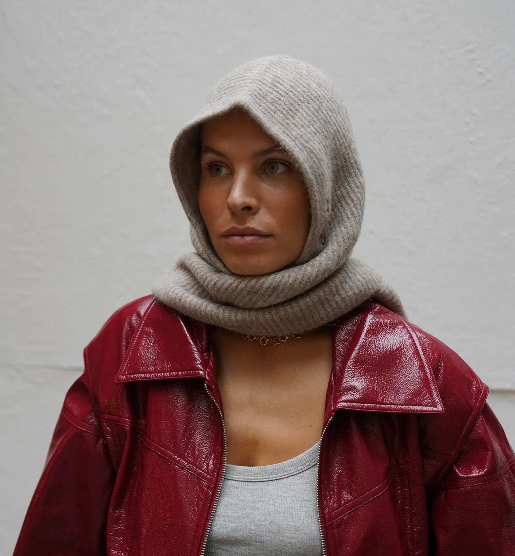 GANNI Soft Balaclava in Rich Brown Color