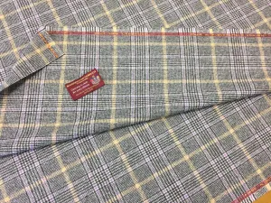 Grey Prince of wales with Purple and Yellow over check 100% Pure New Lambswool Jacketing