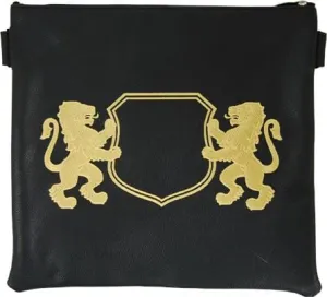 Leather Tallis &amp; Tefillin Bag with Lion Design 150B-BK