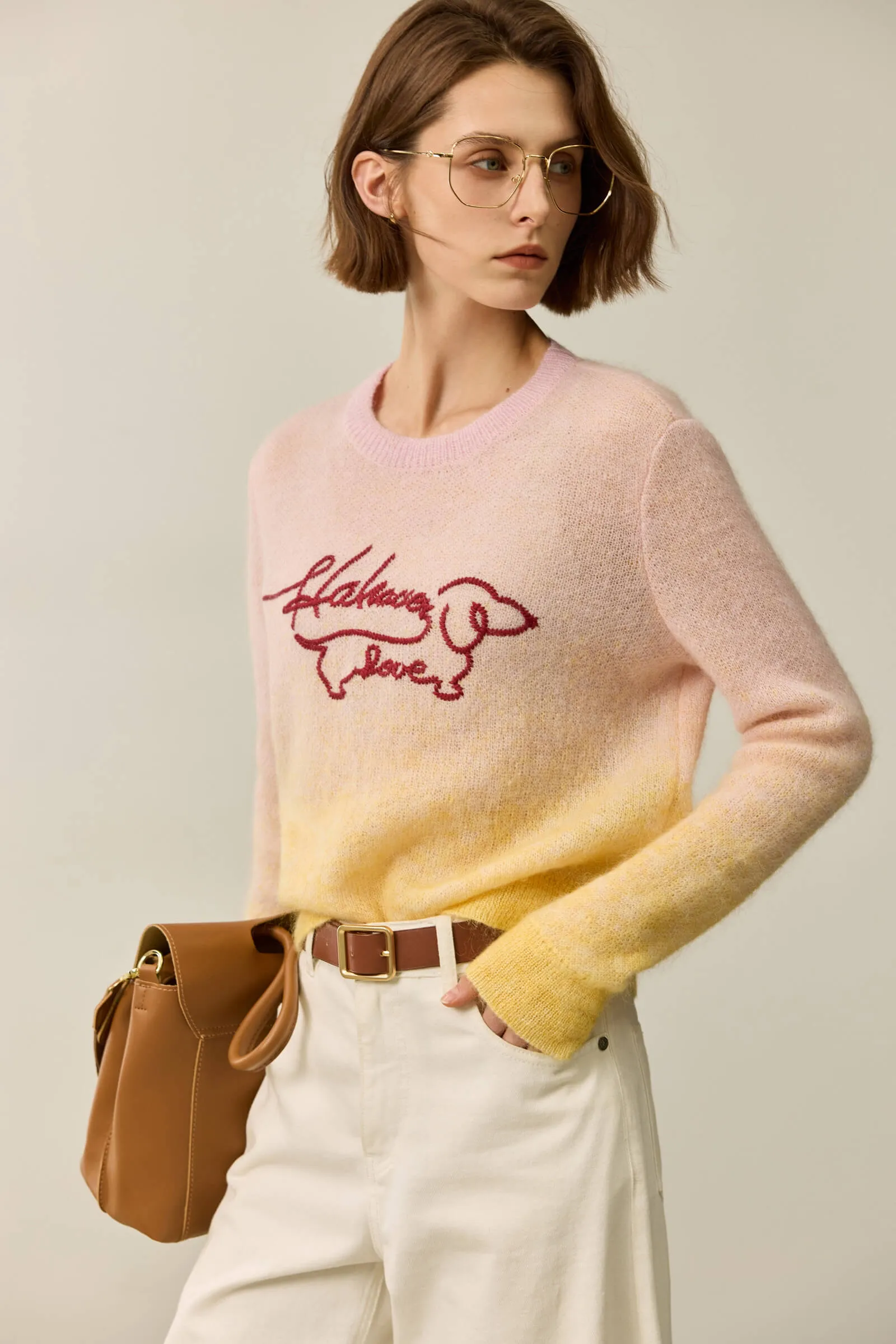 LILY Wool Gradient Embroidered Sweater