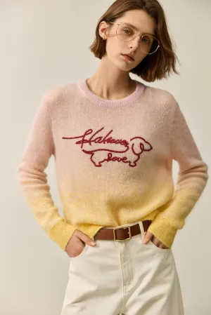 LILY Wool Gradient Embroidered Sweater