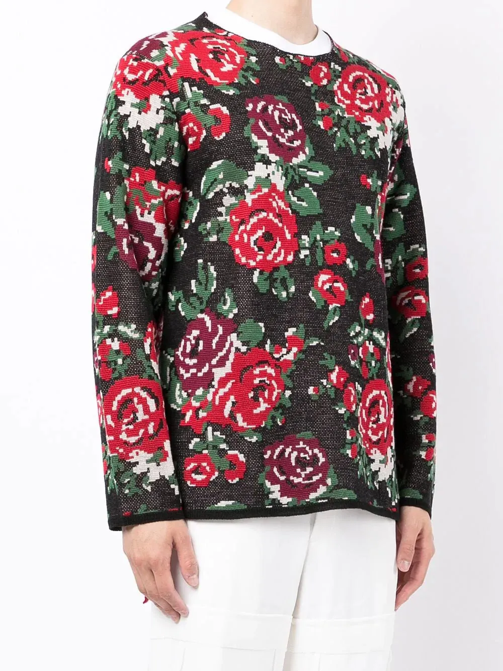 Mix Pattern Floral Print Sweater