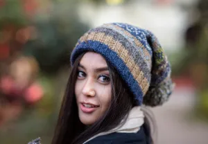 Multicolored Sherpa Pom Pom Beanie