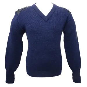 NATO V Neck Jumper Navy Blue 100% Pure Wool - NEW - WMKJ01N