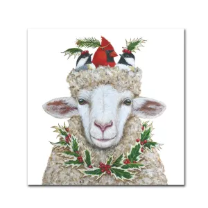 Off To The Party - Sheep Holiday Paper Beverage Napkins by Vicki Sawyer