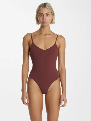 Paradise Code Classic V-Neck One Piece - Chimney Red