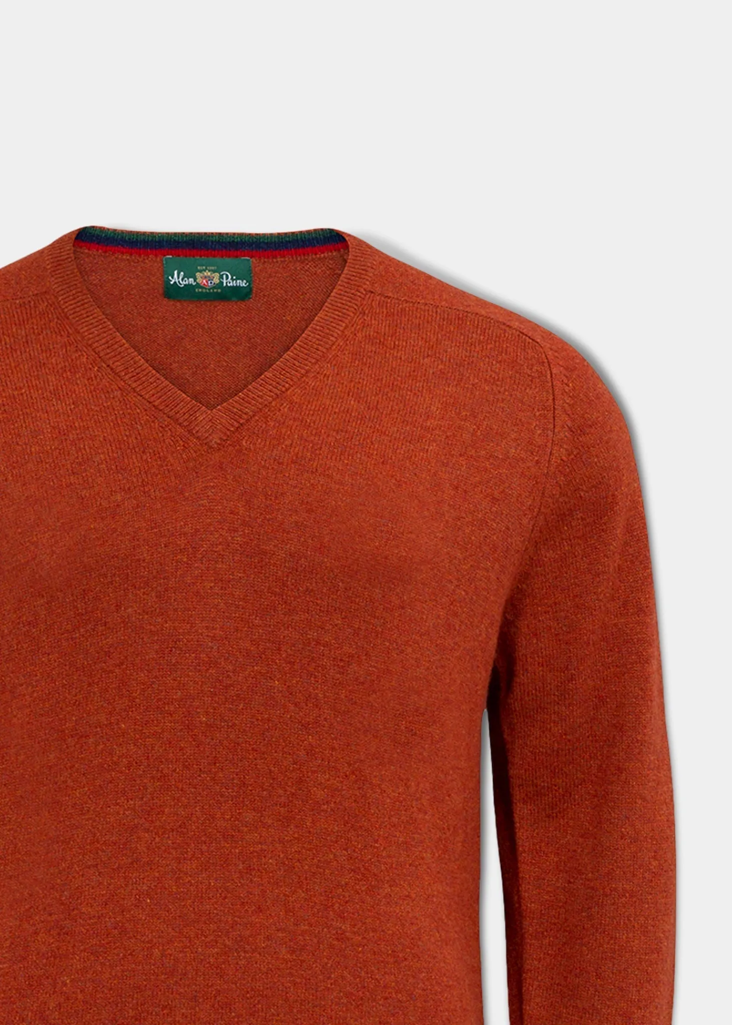 Streetly Men's V Neck Jumper In Tiger - Classic Fit