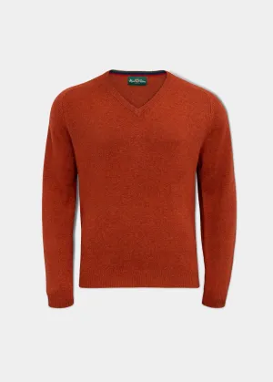 Streetly Men's V Neck Jumper In Tiger - Classic Fit