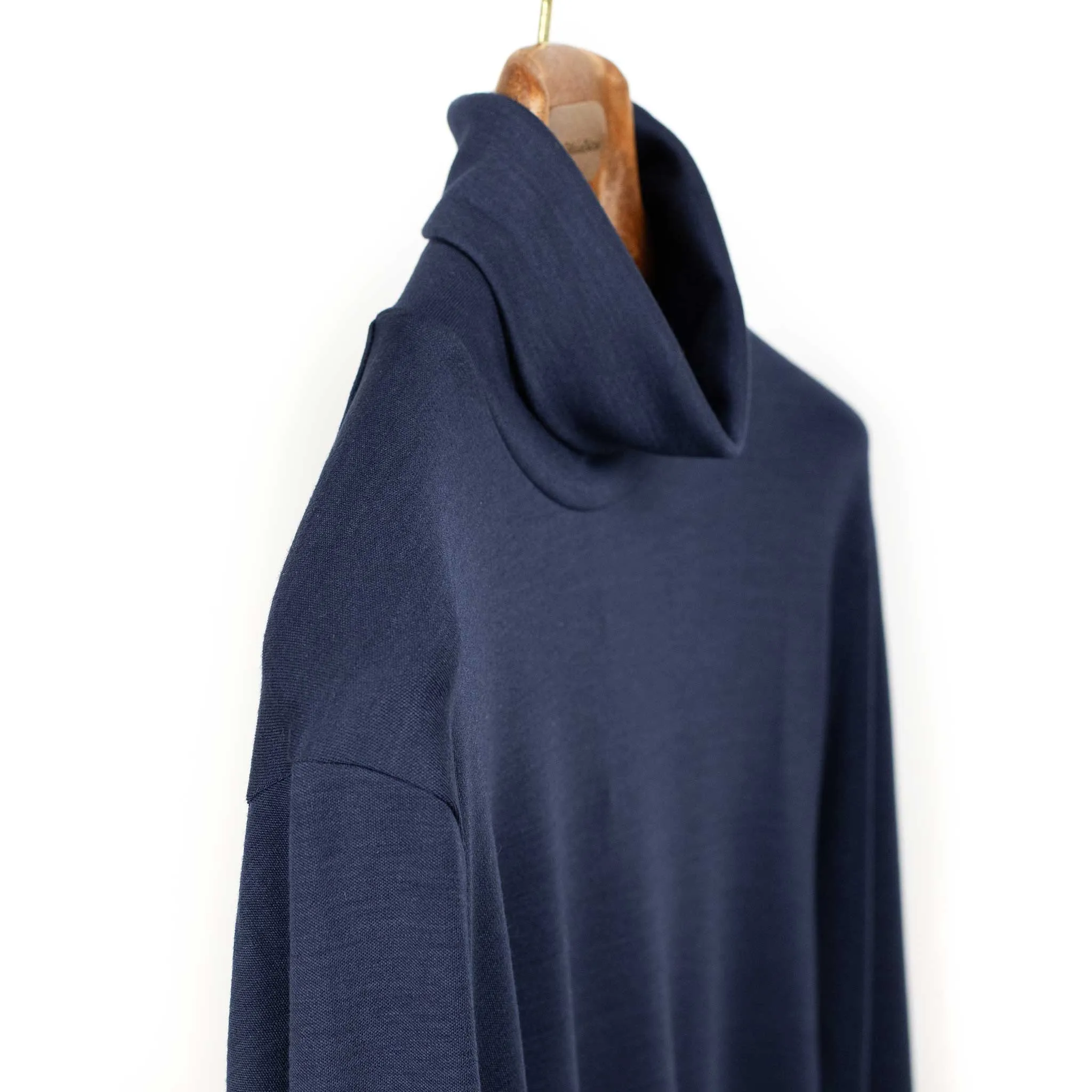 Turtleneck in deep indigo wool jersey