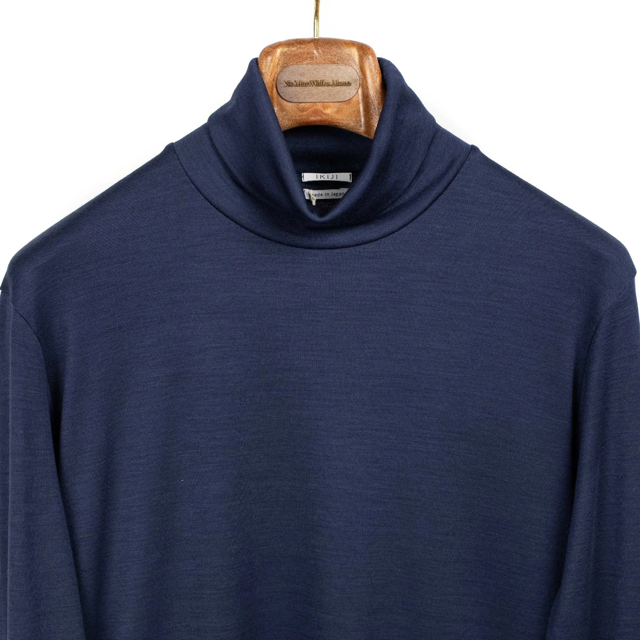 Turtleneck in deep indigo wool jersey