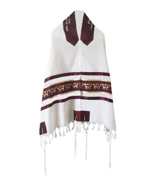 Unique Dark Red Pomegranate Wool Tallit, Bar Mitzvah Tallit Set, Tzitzit Jewish Prayer Shawl