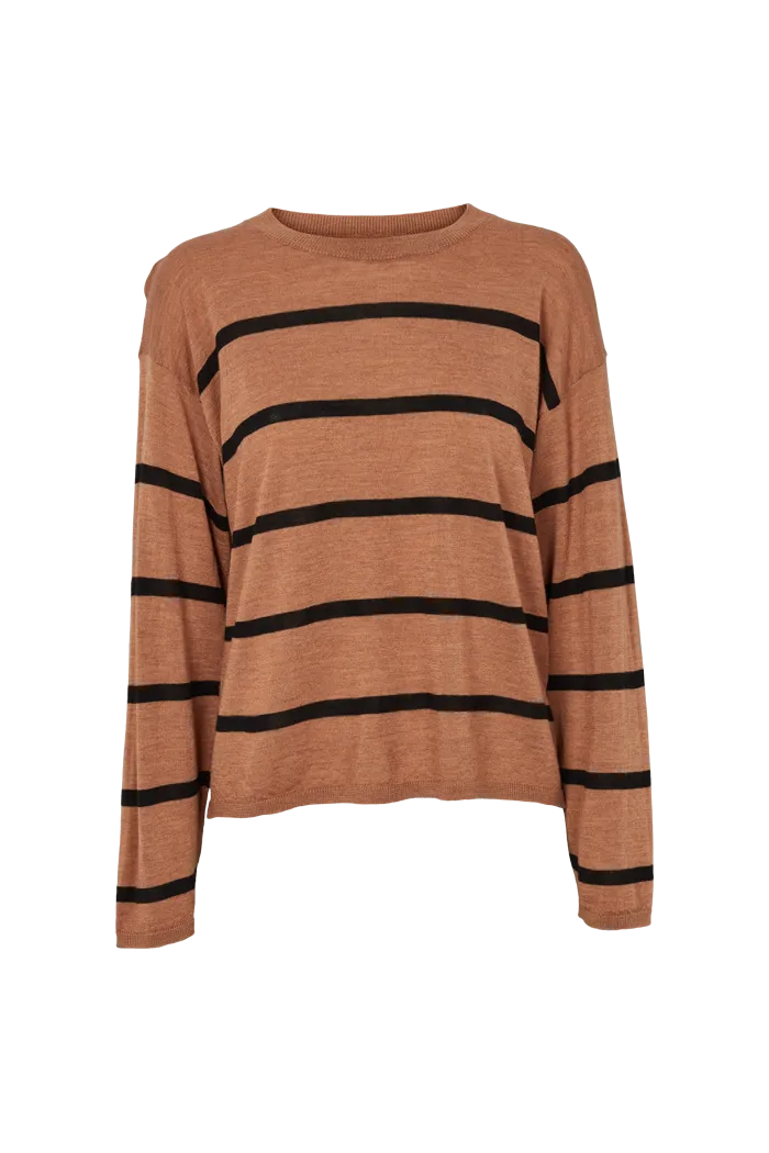 Vera Loose O-Neck Stripe - Apple Cinnamon / Black