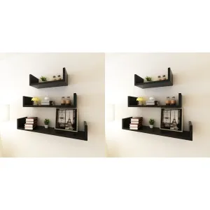 Wall Shelves 6 pcs Black