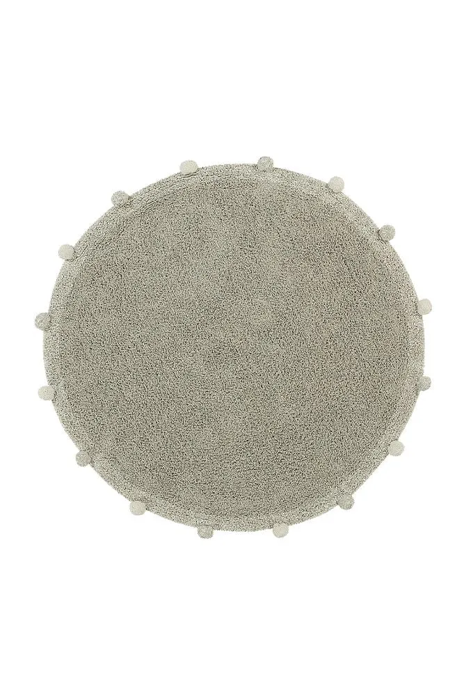 WASHABLE ROUND RUG BUBBLY OLIVE - NATURAL