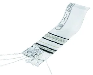 Wool Tallit - Black Tablet Ribbon